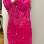 Wear You Love. Unique sparkle sequins slit front maxi dress deep pink size 14 Photo 1