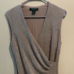 Ralph Lauren Lauren  Gold Shimmer Lined Ruched Cocktail Dress 8 Textured Holiday Photo 1