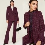 Diane Von Furstenberg  Red Printed Wool Blend Blazer Coat Size 6 Photo 1