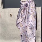 Victoria's Secret  Floral Embossed Ivory Tote Bag Lavender Scarf Logo Ltd Edition Photo 1