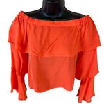 Chloe & Katie Ruffle Off The Shoulder Top Orange Size XS Photo 0