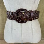 Old Navy Women’s Brass Studded Brown Leather Belt And Buckle Size M 0-38 Inch Photo 11