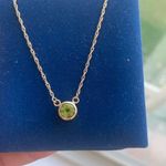 14k Gold Peridot Necklace with Loose Style Rope Chain Photo 0
