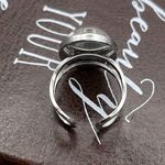 Handmade Women’s Unique Potrait Painting Glass Cabochon Stainless Steel Adjustable Ring Photo 7