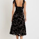Lulus  Velvet Floral Dress Black Midi Photo 2