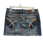 Sound Girl Women's Y2K Denim Mini Skirt Embroidered Pockets‎ Blue Jean Size 7/29 Photo 1