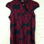 Forever 21 Top Women L Red Black Damask Asian Cheongsam Jersey Knit USA VTG Y2K Photo 0