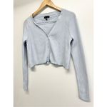 Kendall + Kylie Cropped Sweater Light Blue Size Small V-Neck Ribbed Long Sleeve Photo 4