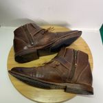 Bed Stu  Women 7.5 Tanned Leather Dipper Ankle Boot Bootie Fringe Buckle Harness Photo 5