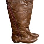 Not Rated  Brown Studded Zipper High Boots 8 Photo 0