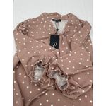 Adrianna Papell Blouse Polka Dot Tie Neck Long Sleeve Top Size L Photo 5