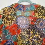 CAbi  Shakespeare Floral Semi Sheer Tie Front Ruffle Bohemian Kimono Tunic Top S Photo 4