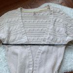 Ivory Cream Blush Cable Knit Short Sleeve Open Cardigan Pink Photo 4