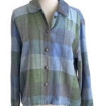 Christopher & Banks  Plaid Shacket Womens Sz Large Blue Green Campcore Chenille Photo 0