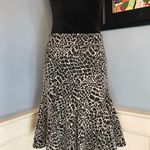 Black and Cream Retro Animal Print Trumpet Fit and Flare Skirt Sz 6 Photo 1
