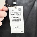 ZARA Pant Women Size 8 Black Faux Leather High Rise Straight Zip Fly Pockets NWT Photo 2