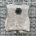 90s Christmas Americana poinsettia fair isle quilt square snowflake sweater vest Size L Photo 1