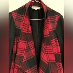 Michael Kors  Red and Black Plaid Women's Sweater Jacket Photo 2