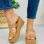 Anne Klein 🆕 Braided Goring Woven Zala Round Toe Wedge Slip On Heeled Sandal 9.5 Photo 0
