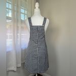Byer California Vintage Y2K Navy & White Plaid Print Overall Knee Length Dress Photo 5
