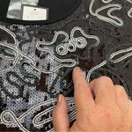 Investments  Black Sequin Top‎ Short Sleeve Squiggle Size Small NEW *FACTORY FLAW Photo 5