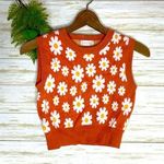 Altar'd State Altar’d State 70’s Style Orange Daisy Cropped Knit Sweater Vest Photo 0