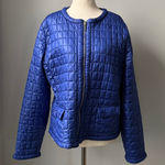 Chico's  Royal Blue Quilted Puffer Jacket Soze XL Collarless Lightweight Photo 0