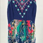Flying Tomato Embellished Halter Maxi Dress Blue Green pink embroidered M summer Photo 4