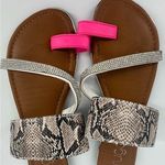 Sugar Dawson Slip On Sandals Faux Snakeskin Rhinestones Pink Toe Size 7 M Multiple Photo 1