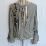 ZARA  gray embroidered top with bell sleeves size S Photo 5