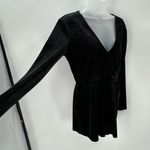 Candie's Romper Womens M Velvet Black Glitter Long Sleeve Pockets Party 1pc Photo 1