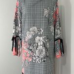 ECI New Size 10 Black and White Checkered Floral Dress Photo 1