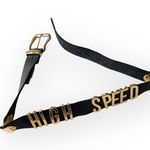 Vintage 90’s: High Speed ☻ Gold Letter Belt ☻ Bal Harbour Shops ☻ Black Leather Photo 4