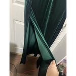 Windsor Woman’s Medium Green Plung Neck Velvet Maxi Dress Criss Cross Open Back Photo 8