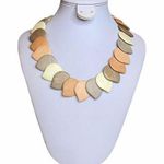 NEUTRAL EARTH TONE TEAR DROP BEAD NECKLACE Stone Like Tone Photo 0