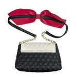 Betsey Johnson Black & White Quilted Large Red Bow Chain Strap Shoulder Purse Photo 1