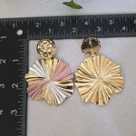 Gold Filled Tricolor Round Leaf Like Earrings Photo 7