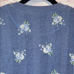Aerie  heart eyes waffle Henley Floral Blue Long Sleeve shirt blue medium M Photo 4