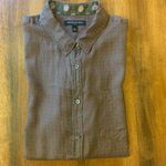 Banana Republic  button up blouse women’s large olive green red white 100% Silk Photo 7