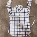 J.Crew Boy-Fit Cream & Royal Blue Windowpane Check Button-Down Shirt-SZ 8 Photo 3