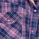Bit & Bridle  Pink & Blue Pearl Snap Long Sleeve Rodeo Plaid Gingham Top L Photo 3