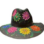 HAT MEXICAN Artisanal Hand Painted Fedora Floral Sombrero Panama Bohemian Black Photo 8