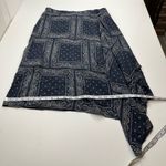 Sundance  Blue White Western Bandana Print‎ Midi Skirt Size Large Asymmetrical Photo 5