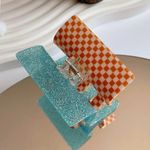 Boutique Y2K Aesthetic Geometric Gingham Checkerboard Acetate Hair Claw Photo 7