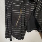 Soma Women M Black Gold French Terry Zipper Jacket Glitz Stripe Pockets Stretch Photo 3