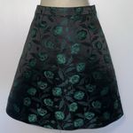 J.Crew Floral Flat Front A-Line Lined Skirt Women’s Size 2 Black & Green Photo 3