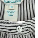 Sundance Blouse Women Medium White Striped Henley Long Sleeve Boho Peplum‎ Photo 1