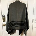 BB Dakota Black & Grey Reversible Striped Plaid Poncho Shawl Wrap Photo 6
