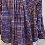 Free People OVERSIZED MEDIUM COTTON BUTTON DOWN PURPLE BRONZE GOLD METALLIC… Photo 5