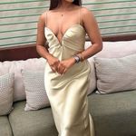 ZARA  dress maxi midi gown evening wedding party satin olive green corset Photo 1